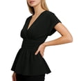 thumbnail image 5 of Endives Womens Short Sleeve T- Shirt V Neck Ruched Waist Peplum Top Chic Daily Wear Casual Blouse Summer Outfit, 5 of 6