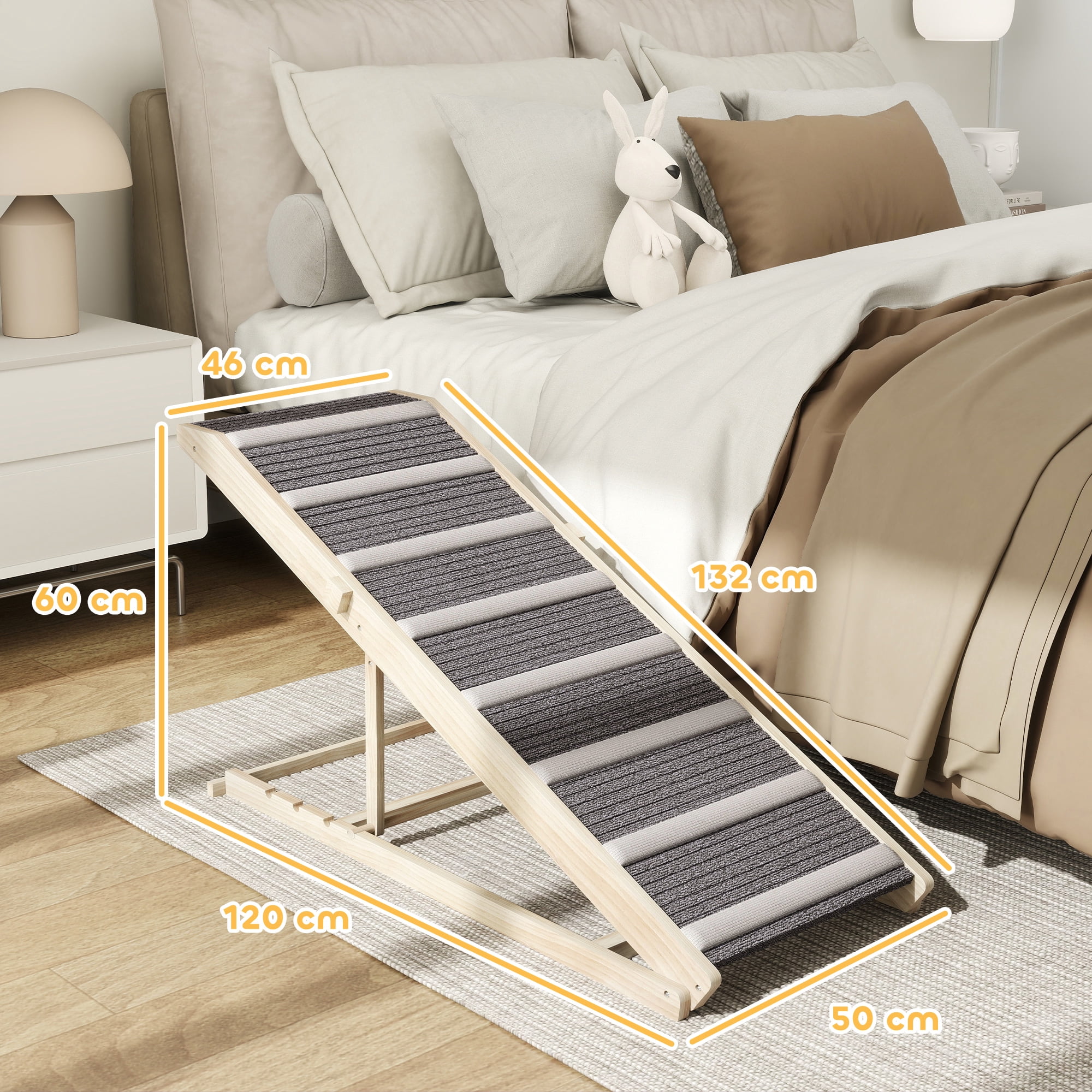 Dog Ramp for Couch, Foldable Pet Ramp for Small to Large Dog, 4 Adjustable Height from16" to 23.5", Pet Steps with Non-Slip Carpet for Bed