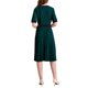 thumbnail image 3 of Vestido de manga corta plisado para mujer 2025 tendencia color de contraste vestido midi A-line casual de trabajo 2XL verde lago, 3 of 5