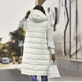 thumbnail image 4 of Women's Long Puffer Vest Cotton Sleeveless Puffy Jacket with Hood Side Zippers Mid Length Snap Zip Up Winter Coat (Medium, White), 4 of 6