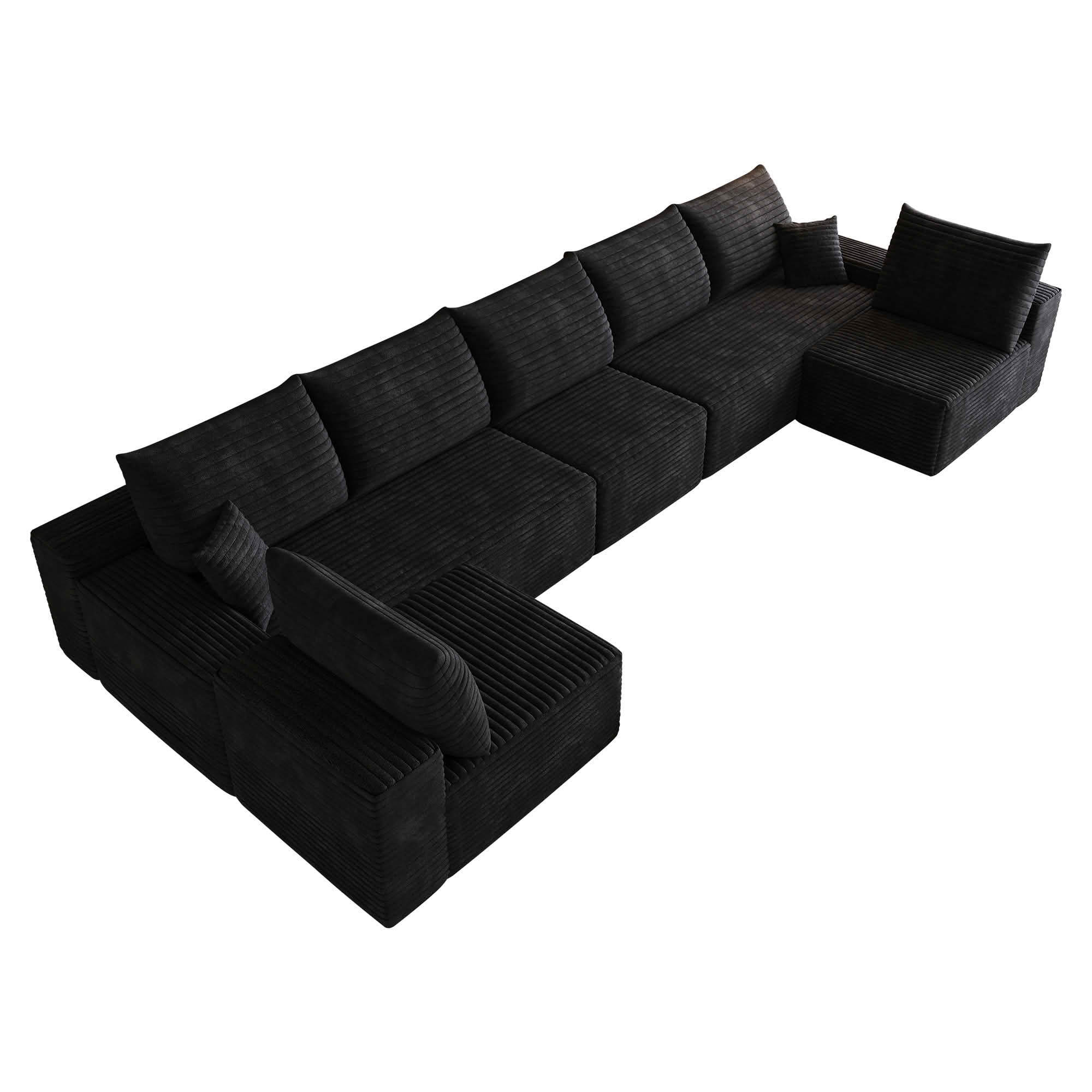 MAYEERTY 166 Inch U‑Shaped Cloud Sectional Sofa, Modern Minimalist Plush Corduroy Deep‑Seat Corner Couch, No Assembly Required for Living Room Apartment Bedroom