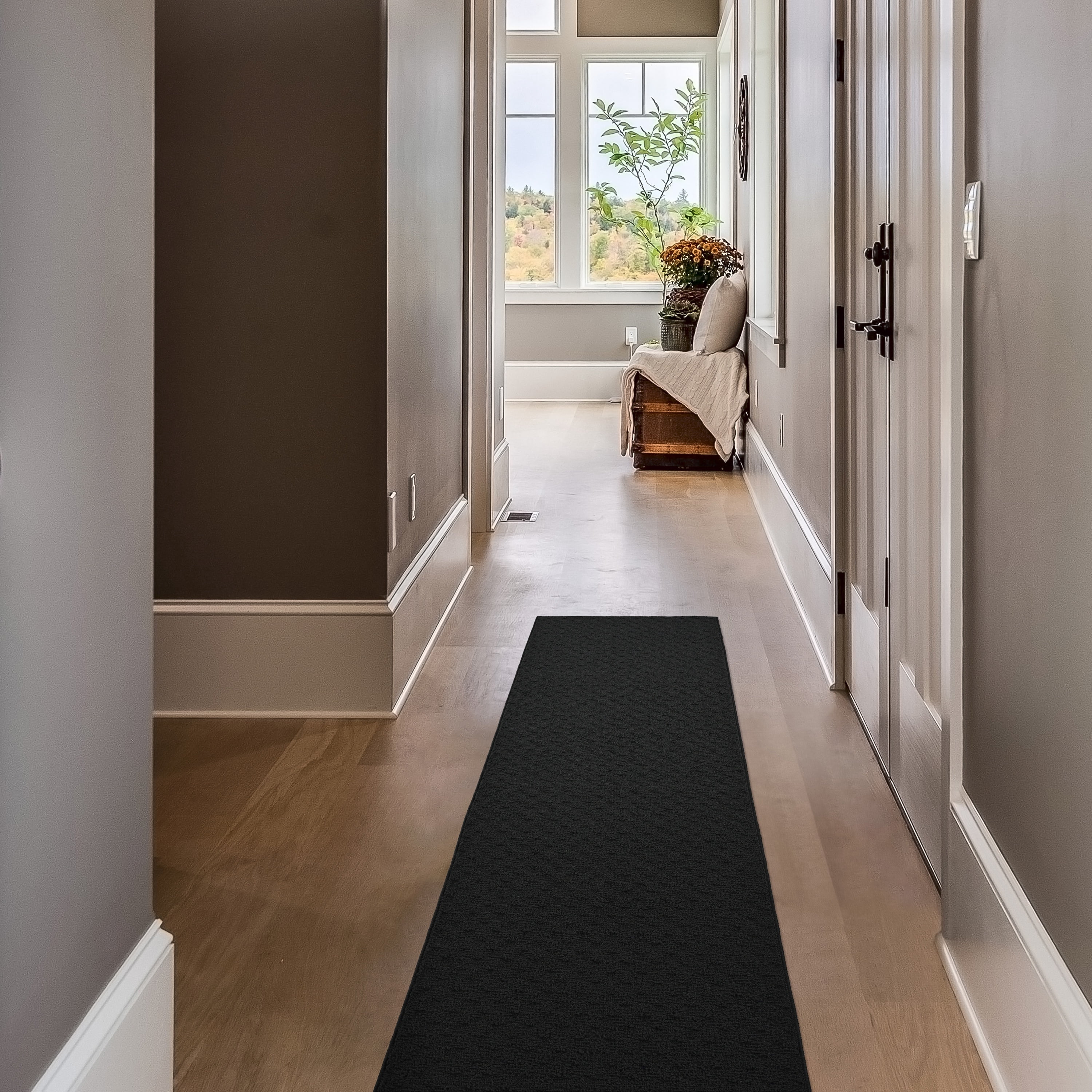 Garland Rug Town Square Polypropylene Black Indoor Runner Rug, 2' x 8'
