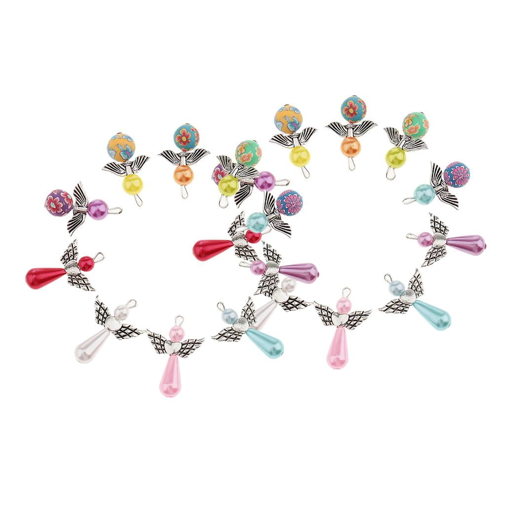 jifeng 20 Piece Colorful Pearl Clay Angel Charms Jewelry Making