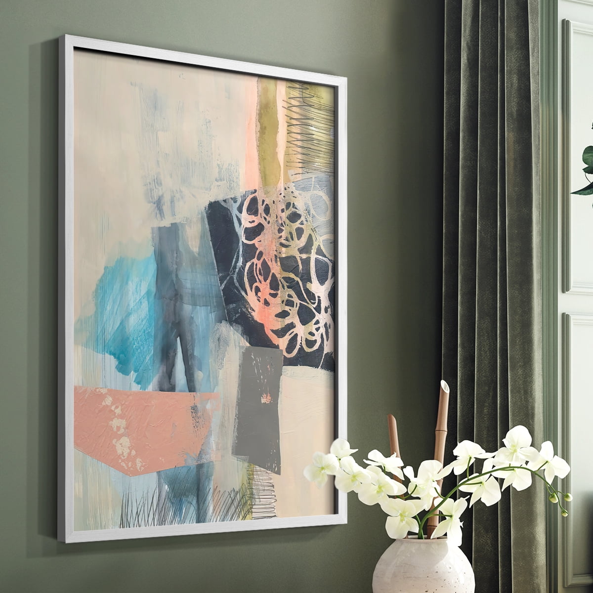Reductive I in White Solid Wood 8 x 10 Framed Print