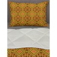 thumbnail image 3 of Kente Pattern Comforter & Sham Bedding Set, Diagonal Pattern in Warm Colors and Small Triangles, 3 pcs Duvet Set Microfiber Filling Quilt, 5 Sizes, Earth Yellow Vermilion, by Ambesonne, 3 of 4