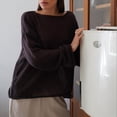 thumbnail image 6 of Long Sleeve Shirts for Women Mesh Long Sleeve Tops Boat Neck See Through Lightweight Sweater Crochet Knit Tops Brown Shirt M, 6 of 6