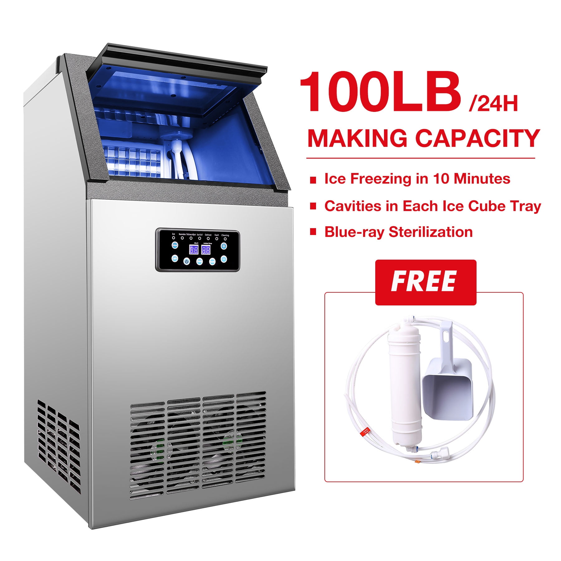 Commercial Ice Maker Machine For Restaurant Bar 4X9 36 Ice Cube 100lb