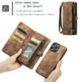 thumbnail image 6 of K-Lion for iPhone 14 Plus Wallet Case ,Luxury Magnetic PU Leather Zipper Purse 2 in 1 Design Shockproof Flip Case Card Slot Kickstand Phone Cover with Lanyard for Women Men ,Darkbrown, 6 of 7