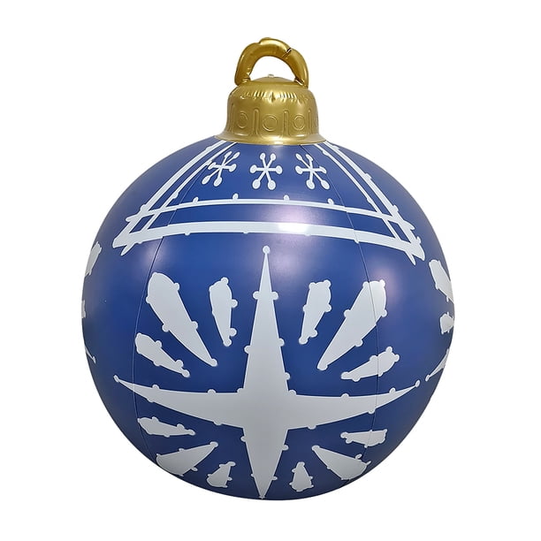 Bola inflable impermeable de Navidad Patio de Navidad Decoración de camino Sala de estar Adorno de Año Nuevo Juguetes Suministros para fiestas 60 cm Copo de nieve azul Inevent HA010309-08