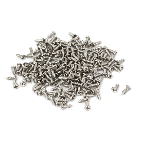 Uxcell M1.4x4mm Thread Nickel Plated Round Head Self Tapping Screws (200-pack)