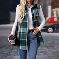 thumbnail image 5 of CCRFTGI Womens Vests Flannel Plaid Print Cardigan Vest Casual Lapel Sleeveless Blazer Jackets Outerwear 2025 Fall Winter Open Front Button Down Jackets Green S, 5 of 8