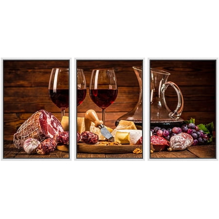 wall26 Framed Canvas Print Wall Art Set Charcuterie Platter Wine Smorgasbord Drinks & Cocktails Food Photography Realism Decorative Contemporary for Living Room Bedroom Office - 24 x36&quo