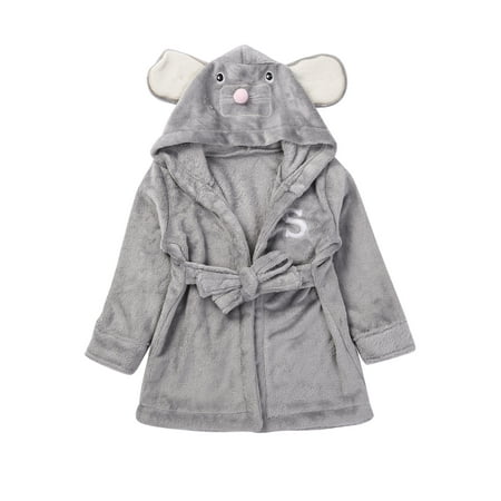 

wybzd Kids Baby Animal Hooded Bathrobe Bath Towel Bathing Blanket Loose Fleece Sleepwear Cardigan Bath Robe 0-5 Years