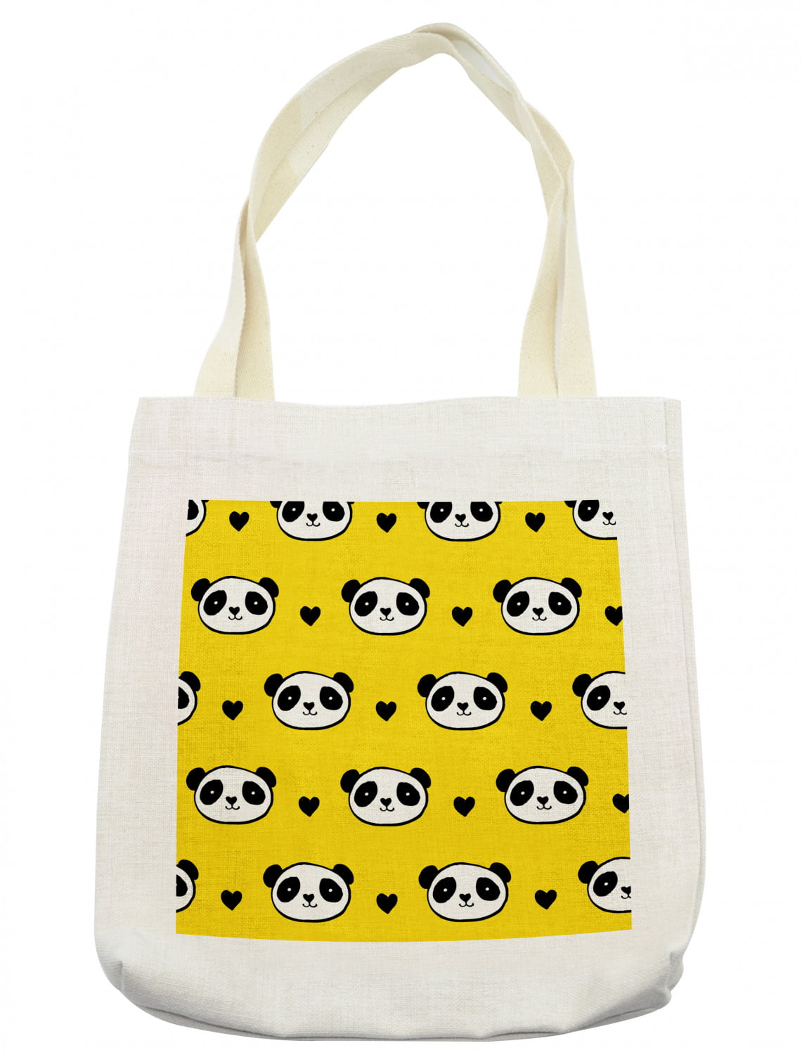 Gift For Her And Animal Lovers Medium Cotton Tote Foldup Shopping Bag PANDA BEAR TOTE Bag Reusable Grocery Bag
