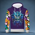 thumbnail image 2 of XIAOCHA mens Hoodie Mardi Gras Loose Long Sleeve Hooded Spring Pullover Soft Mask Pattern Casual Top, 2 of 3