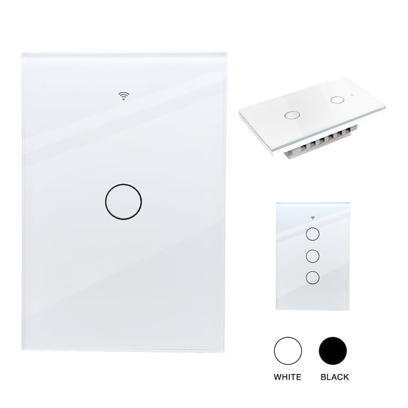 Interruptor inteligente wifi Sin Neutro con capacitor (1 via) apagadores inteligentes de pared c/ panel táctil, control remoto x App, compatible con Alexa, Google home y Smart life (2.4WiFi) Happy Life Interruptor Inteligente Wifi 1 switch Blanco