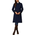 thumbnail image 2 of INSPIRE CHIC Collar Coat for Women's Buttons Long Sleeve A-Line Casual Long Winter Coats M Dark Blue, 2 of 6