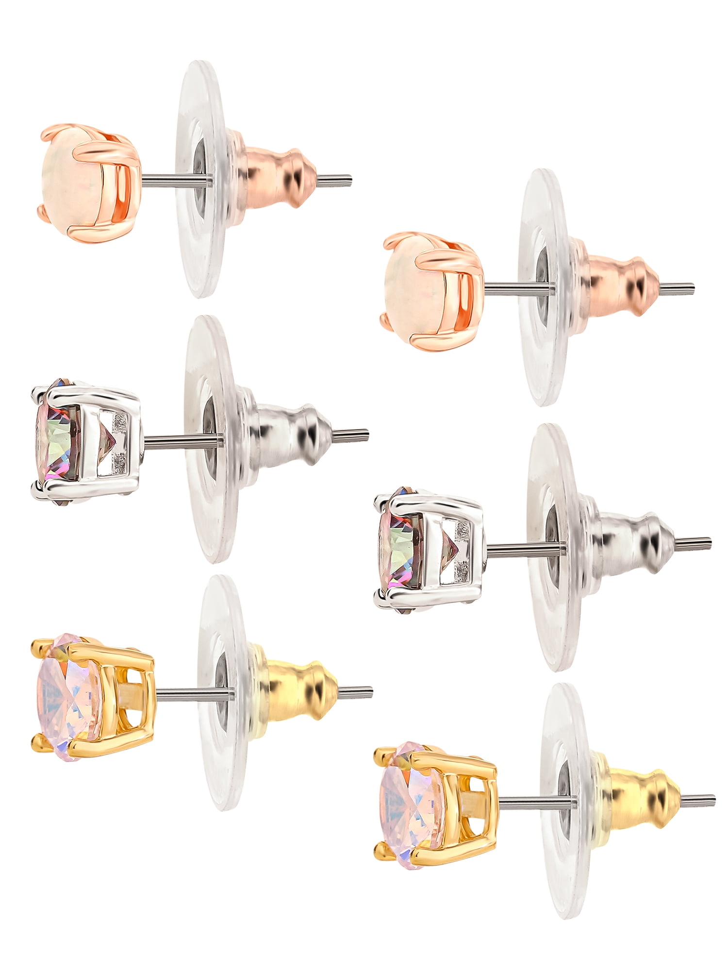 Believe by Brilliance-Women's 14kt plated, Cubic Zirconia Opal earring Set of 3