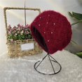 thumbnail image 2 of Women Knitted Hat Faux Pearl Decor,Ear Protection Handmade Stretch Outdoor Girls Hat, 2 of 5