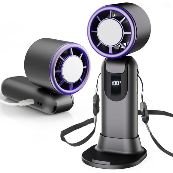 ASKITO Portable Handheld Turbo Fan, 100 Speed Adjustable Mini Fan, 3000mAh Battery USB Rechargeable, Powerful Personal Fan for Travel, Indoor & Outdoor, Gray