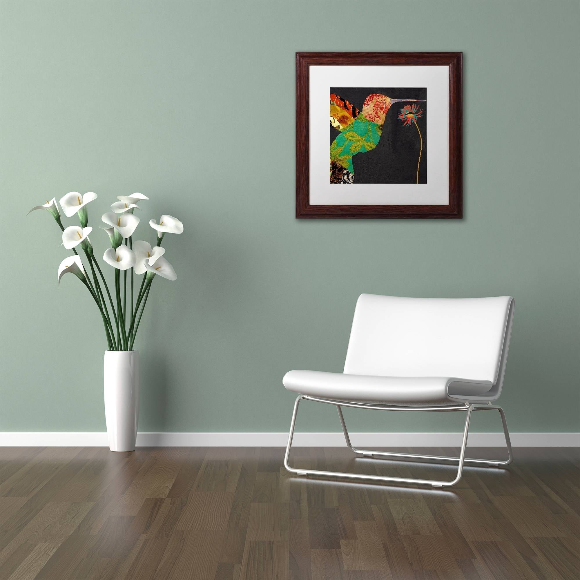 Trademark Fine Art "Hummingbird Brocade IV" Canvas Art by Color Bakery White Matte, Wood Frame