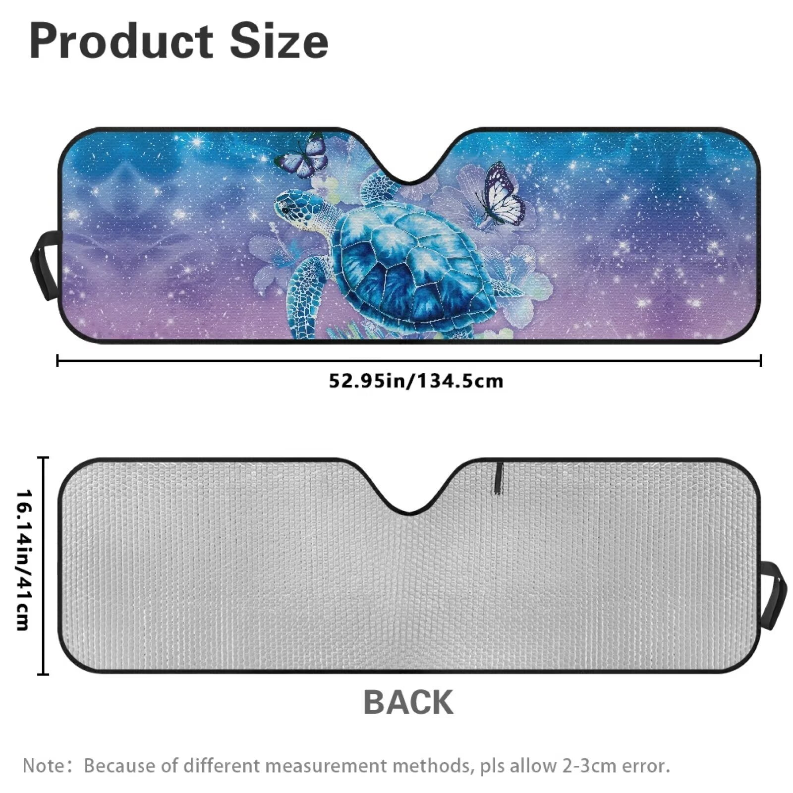 Uorisanigo Front Windshield Sunshade Fit for Jeep Wrangler JK JKU JL JLU 1997-2025 & Jeep Gladiator JT 2020-2024, Foldable Blue Turtle Butterfly Car Sun Shade Blocks UV Rays Keep Vehicle Cooler