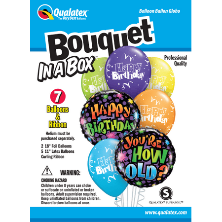 Party Supplies - Pioneer - 7 ct.Balloon Bouquet-in-a-Box Birthday How Old?