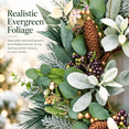 thumbnail image 2 of 24 Inch Winter Wreath for Front Door, Artificial Eucalyptus and Frosted Pine Wreath with Purple Berries, Pinecones, Christmas Decor, 2 of 9