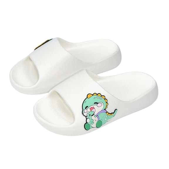 CYRBOKO Slippers for Boys, Cozy Indoor Open Toes All Season Non-Slip Kids Slippers White Size 1-1.5 (Big Kids)