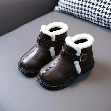 

Akiihool Baby Girls Booties Toddler Squeaky Boots First Walkers Crib Shoes (Brown 9)