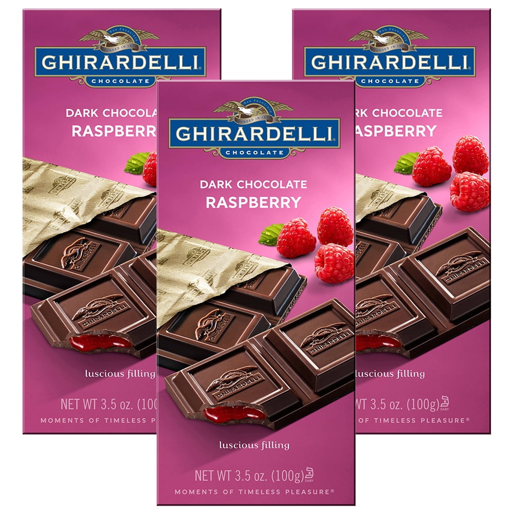 (3 Pack) Ghirardelli Chocolate Dark & Raspberry Bar, 3.5 OZ Walmart