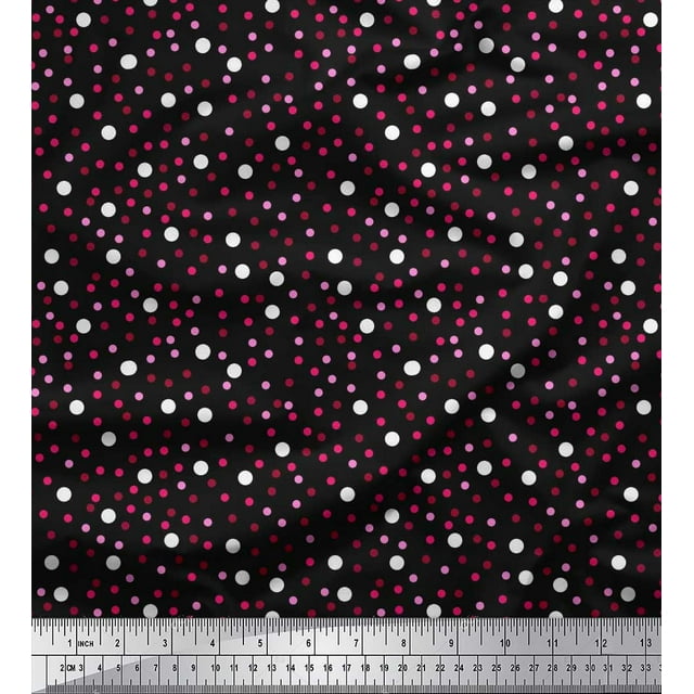 Soimoi Poly Georgette Fabric Dots Shirting Print Fabric by The Yard 42 Inch Wide