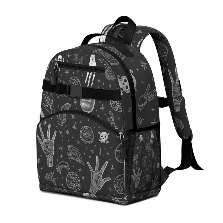 Gothic Moon & Star Waterproof Backpack - Ergonomic School Bag with