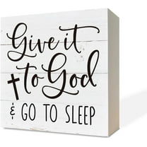 Zomyto 5x5 IN Wooden Box Sign Desk Decor,Give It to God and Go to Sleep Sign