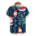 thumbnail image 4 of SERTG Men's Christmas Print Short Sleeve Shirt Lapel Collar Button Front Resort Casual Hawaiian Shirt Men Christmas Gifts Tops(Wine,5XL), 4 of 6