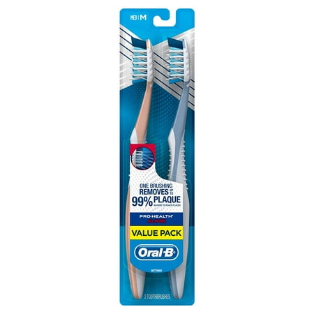 Oral-B Pro-Health All-In-One 40 Medium Toothbrush Twin Pack, assorted colors, Removes up to 99% of plaque in hard-to-reach areas. By (Best Toothbrush In The World)