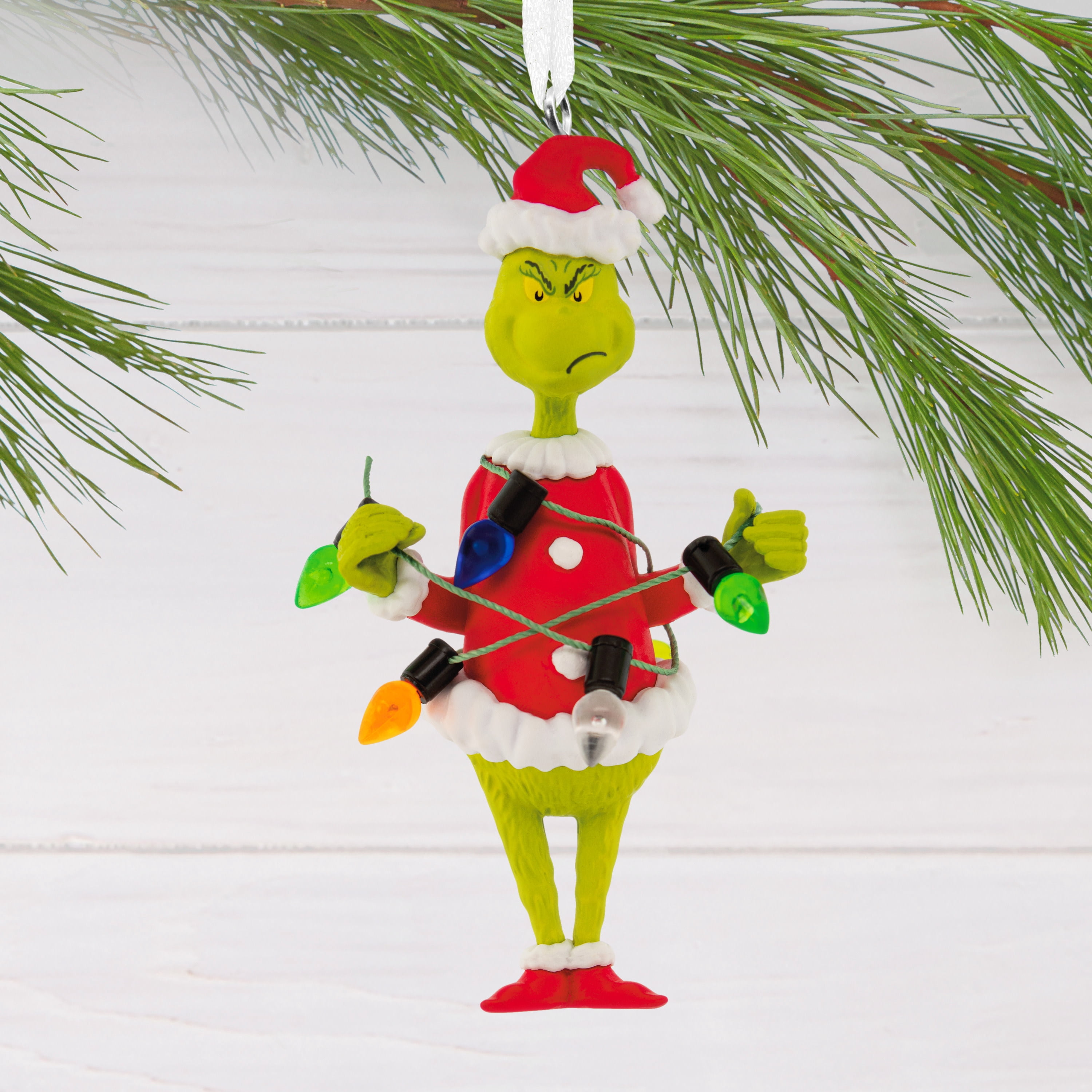 Hallmark Christmas Ornament (Grinch With String Lights), 1 Count