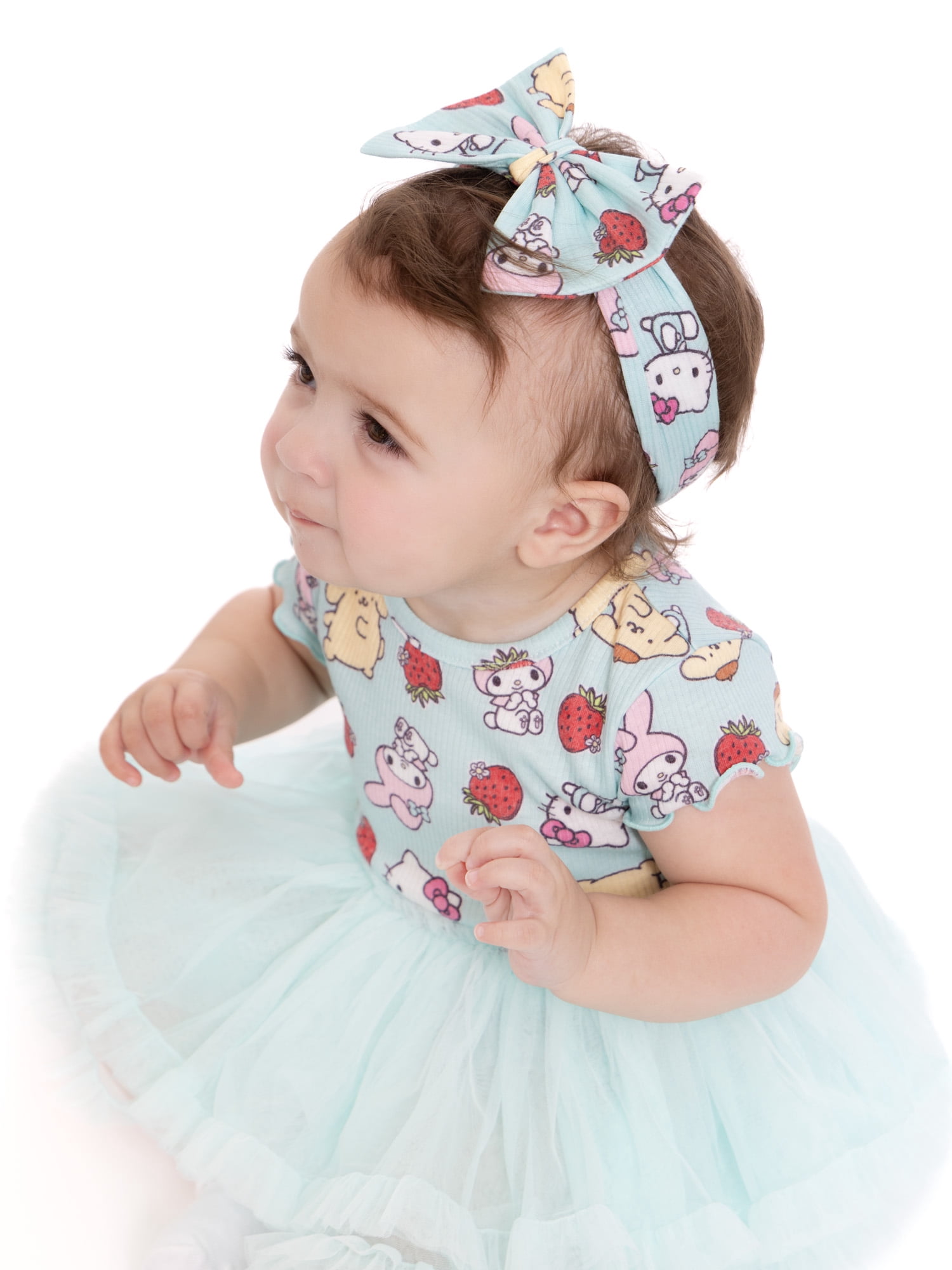 Hello Kitty and Friends Baby Girls Tutu Dress Bodysuit with Matching Headband, 2-Piece, Sizes Newborn-24M