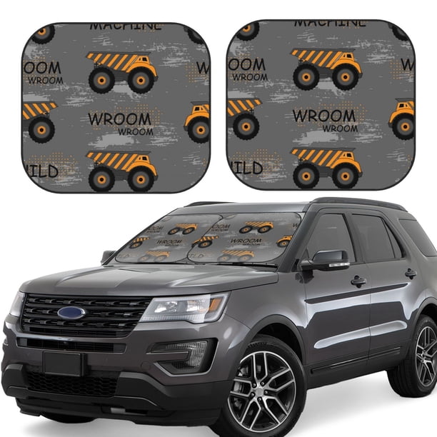 Fotbe Construction Machines Juego de 2 Piezas de Parasoles para Parabrisas | Bloqueador Solar para Auto | Accesorios Plegables para Protección Solar Interior-Large