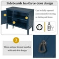 thumbnail image 6 of Sideboard Buffet Storage Cabinet, Solid Wood Accent Cabinets with 3 Doors and Adjustable Shelf, Rustic Blue Console Tables for Entryway Hallway, Dining Room, Living Room, Study, JA3980, 6 of 10