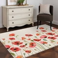 thumbnail image 3 of Red Poppy Area Rugs 2.7'x5', Washable Small Throw Rugs for Kitchen Bedroom, Spring Summer Flowers Botanical Rustic Indoor Outdoor Rug Non-Slip Low Pile Carpet Runner Reversible Floor Mats, 3 of 8