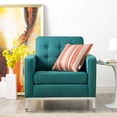thumbnail image 4 of Modern Contemporary Urban Design Living Room Lounge Club Lobby Armchair Accent Chair, Fabric, Aqua Blue, 4 of 5