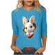 thumbnail image 2 of Xuyuer Ladies' Easter Print Round Neck Three Quarter Sleeve 3/4 Sleeve T-shirt Loose Tops Casual Loose Fit Crewneck T Shirts Tunic Tops, 2 of 5