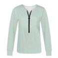 thumbnail image 3 of SNKSDGM Casual Easter Shirts Women's Tops Plus Size 3/4 Sleeve Women Fashion Casual Solid Color Pringting Zipper Long Sleeves Casual Blouse T Shirts Top Plus Size Tops for Women Long Sleeve Dressy, 3 of 4