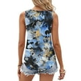 thumbnail image 4 of ITSAME Women's Tank Tops, Floral Prints V-Neck Sleeveless Summer 2025 Fashion Blouse Navy L, 4 of 6