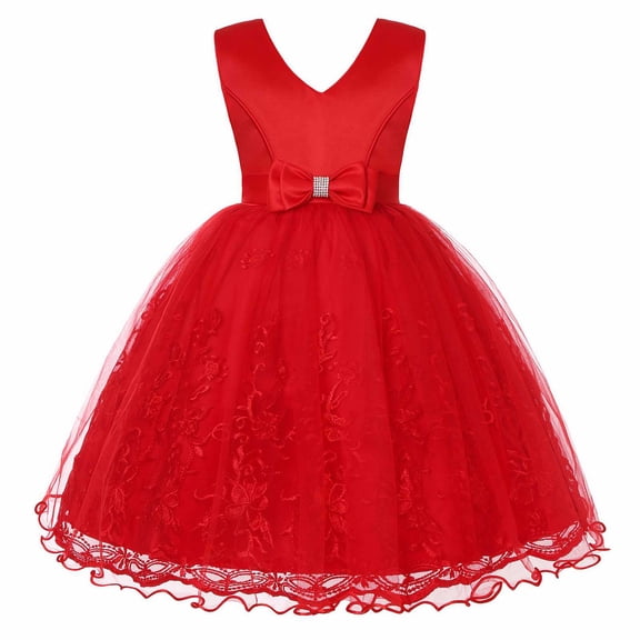 Vividxx Girls Dresses Wedding Pageant Dresses Embraoidered Princess Dress Lace Performance Dress Christmas Party Dress Flower Girls Lace Bridesmaid Dress Long Comfort Clothes For Kids