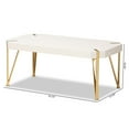 thumbnail image 3 of Kassa Contemporary Glam and Luxe Brushed Gold Metal and White Finished Wood Coffee Table, 3 of 4
