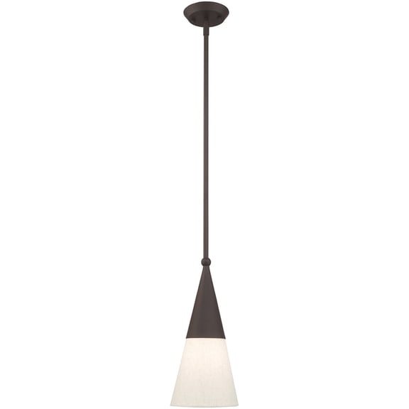 1 Light Bronze Mini Pendant with Bronze Metal Shade with Hand Crafted Hardback Shade Shade