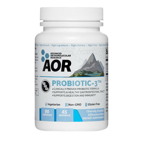 AOR, Probiotic 3, Digestive Aid for a Healthy Gastrointestinal Tract, Gut Flora and Immune Response, Dietary Supplement, 45 servings (90 (Best Gut Flora Probiotics)