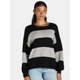 thumbnail image 4 of Dreamers By Debut Women's Striped Sweater with Blouson Sleeves, Midweight, Sizes XS-XL, 4 of 5